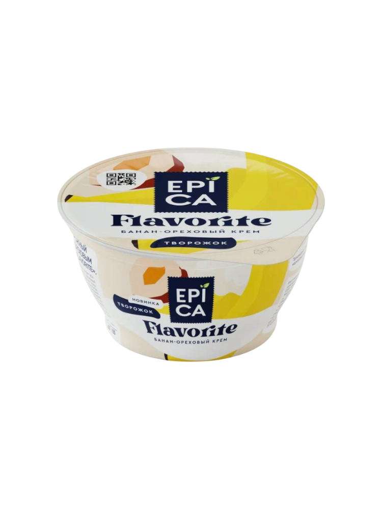 ТВОРОЖОК EPICA FLAVORITE 130Г С БАНАНОМ И ОРЕХ КРЕМОМ 7,6%